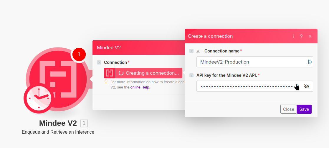 mindee v2 connection info in make.com